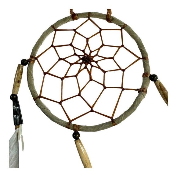 Handcrafted Dreamcatcher With Feathers 4" Diameter Southwest Real Boho Decor - Picture 2 of 6